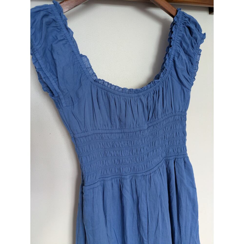 Sim & Sam Cottagecore Tiered Maxi Dress Blue Ruffle Sleeve Boho NWT - Picture 4 of 5